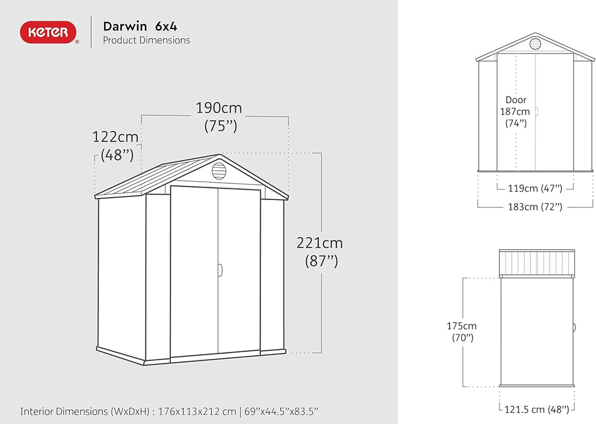Darwin Outdoor Apex Double Door Garden Storage Shed 6 X 4Ft Brown Wood Look and Feel