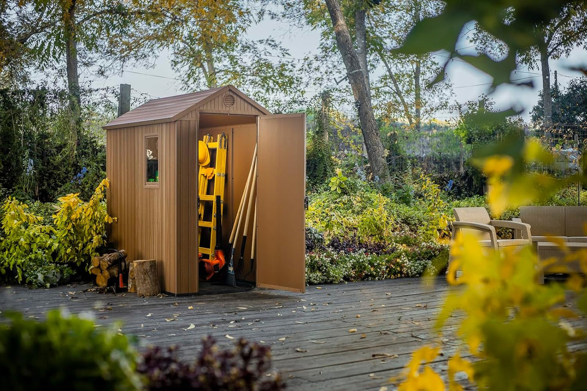 Darwin 4X6 Garden Shed with Natural Wood-Look | Evotech Composite, Weather-Resistant