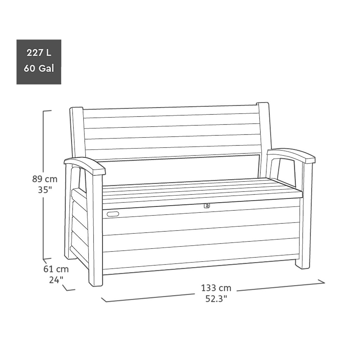 Keter Ashwood 227 Litre (60 Gallon) Storage Bench