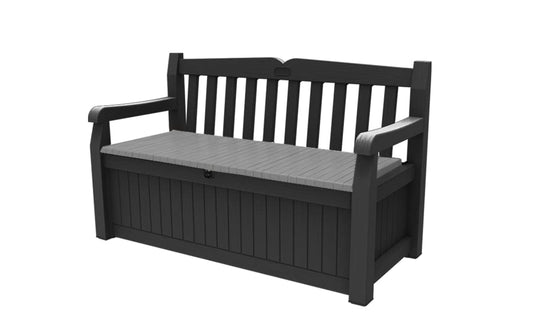 Keter Eden Bench 265L Outdoor Garden Furniture Storage Box Graphite & Light Grey