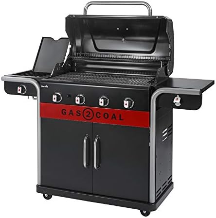 Hybrid Gas BBQ Grill, Outdoor Barbecue, Black, 61 × 24 × 46 cm