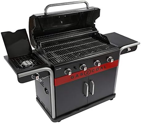 Hybrid Gas BBQ Grill, Outdoor Barbecue, Black, 61 × 24 × 46 cm