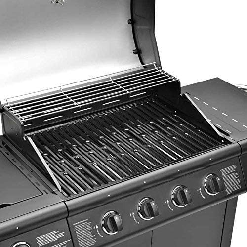 Gas BBQ Grill 5 Burner (4 Main + 1 Side Burner), Outdoor Barbecue with Steel Warming Rack, Temperature Gauge, for Garden & Outdoor Cooking
