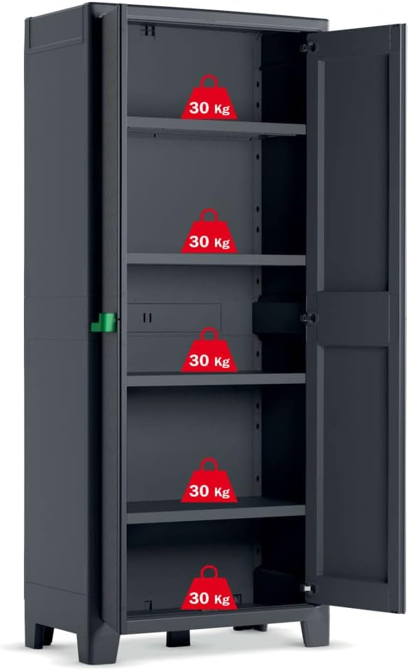 Keter Storage Cabinet with shelves Graphite Grey 182 cm Cupboard Organiser