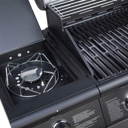 Gas BBQ Grill 7 Burner (6 Main + 1 Side Burner), Outdoor Barbecue with Warming Rack, Side Burner, Temperature Gauge, Weatherproof Cover, Black