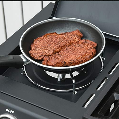3+1 Burner Gas BBQ Grill, Outdoor Barbecue Trolley with Wheels, Warming Rack, Side Shelves, Storage Cabinet, Built-In Thermometer, for Garden
