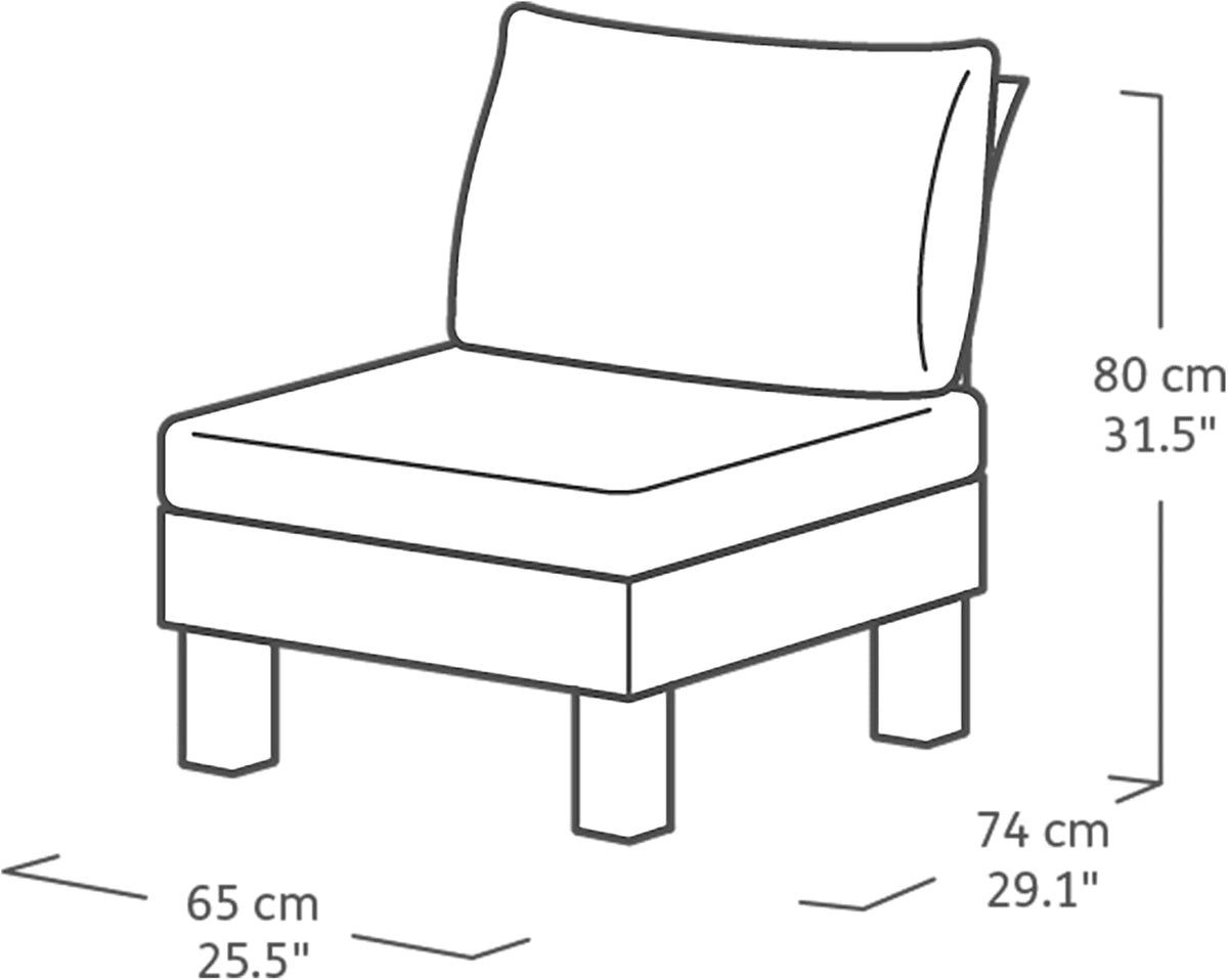 Keter Elements 2 Seater 100% recycled Outdoor Garden Furniture Modular Balcony Set - Graphite with Grey Cushions Fade Free | All Weather Resistant | Easy Clean | Zero Maintenance