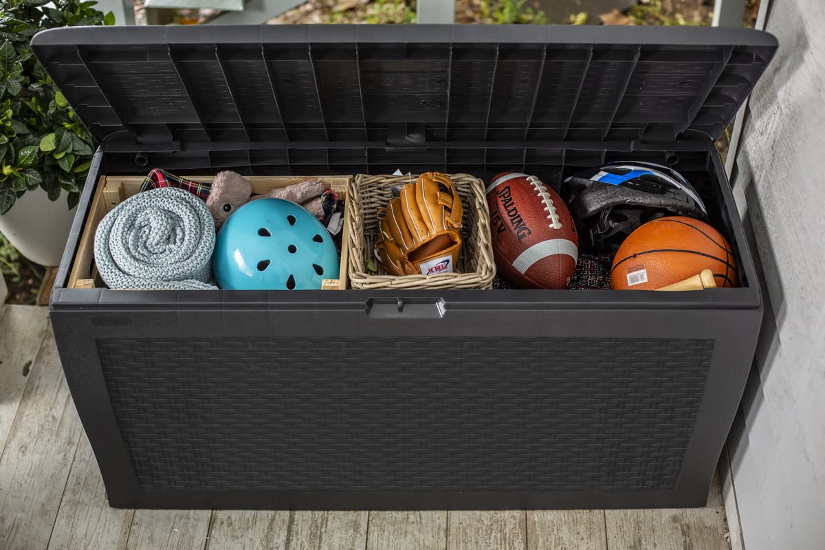 Keter Storage Box Samoa 270L Anthracite Outdoor Garden Patio Cushion Shed Box