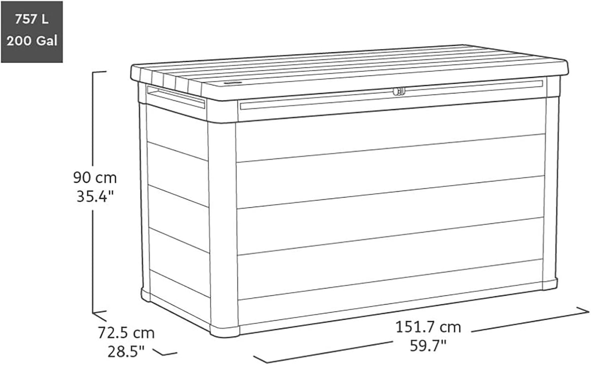 Keter Signature 757L Outdoor Storage Box – Ashwood Brown | DecoCoat Wood-Effect Finish | Weatherproof, Lockable & Hydraulic Lid | Durable Double-Wall Resin for Garden Cushions, Tools & More