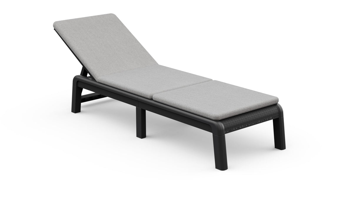 Keter Palma Sunlounger for the Garden with 4-Way Adjustable Backrest, Foldable Garden Lounger, Grey, 187 x 58 x 29 cm, Easy to Clean, Weatherproof, and UV-Resistant