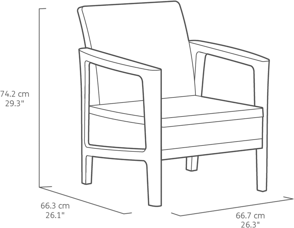 Keter Atlas Linea 4-Seater Outdoor Lounge Set – Graphite | Modern Weatherproof Garden Furniture with Easy No-Tool Assembly