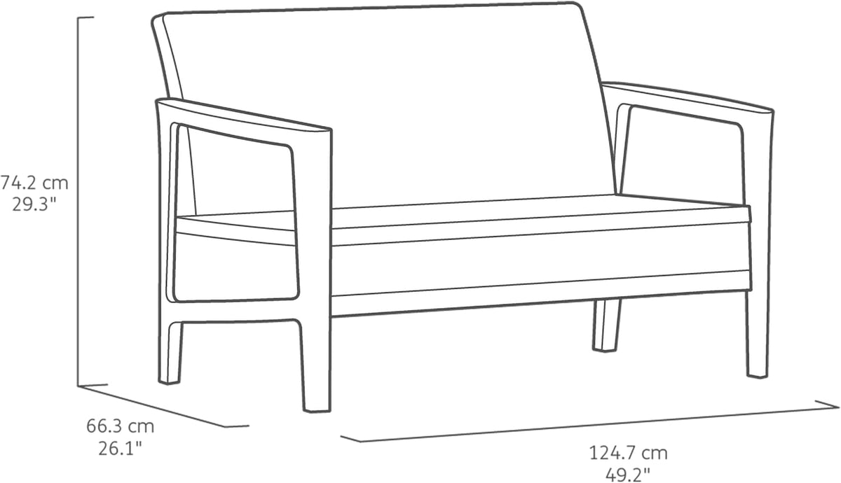 Keter Atlas Linea 4-Seater Outdoor Lounge Set – Graphite | Modern Weatherproof Garden Furniture with Easy No-Tool Assembly