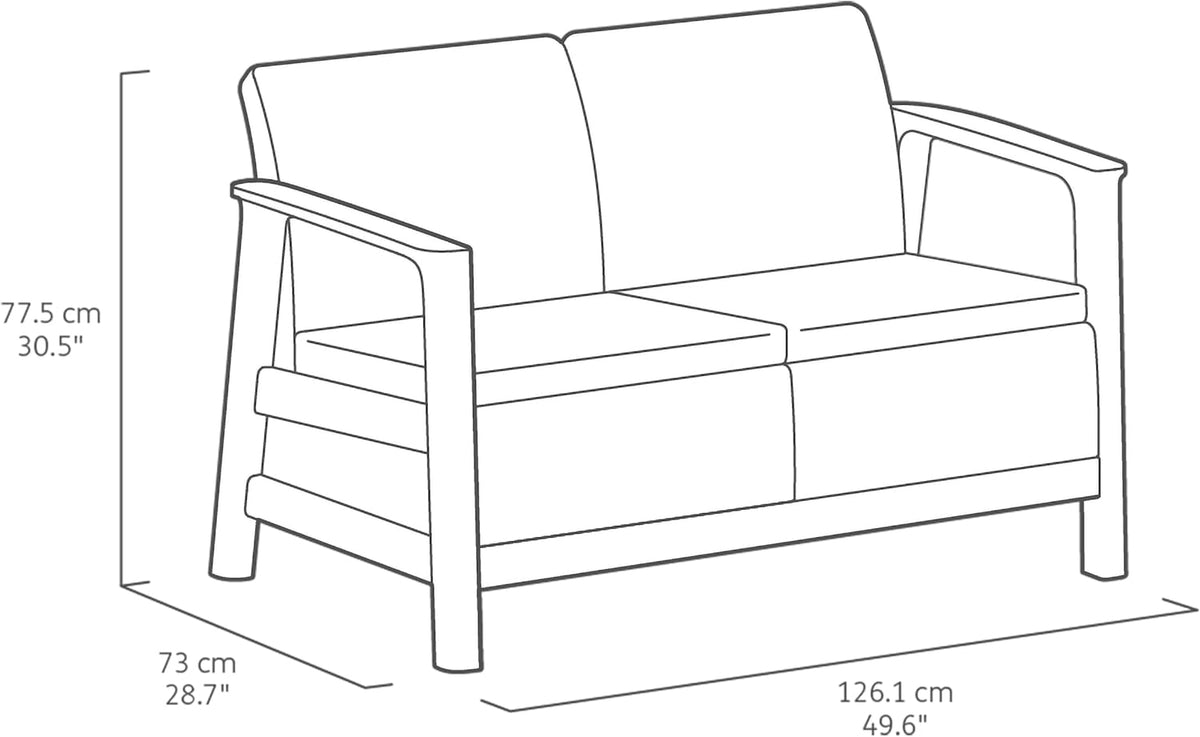 Keter Scandi Linea 4 Seater Garden Lounge Set - Grey | Outdoor Sofa & Armchairs with Storage Table | Weather-Resistant Garden Patio Furniture
