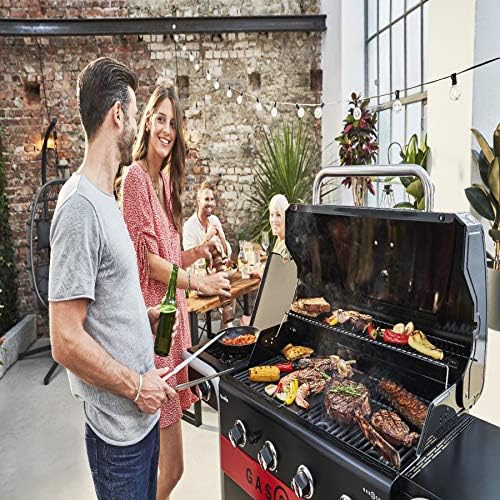 Hybrid Gas BBQ Grill, Outdoor Barbecue, Black, 61 × 24 × 46 cm