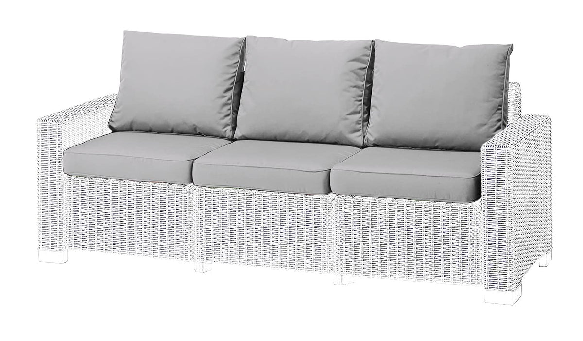 1,2 or 3 Seater Replacement Seat Cushion Pads for Keter Allibert California Rattan Outdoor Furniture | Water Resistant Rattan Patio Set Sofa Cushions Pads (3 Seater, Grey)