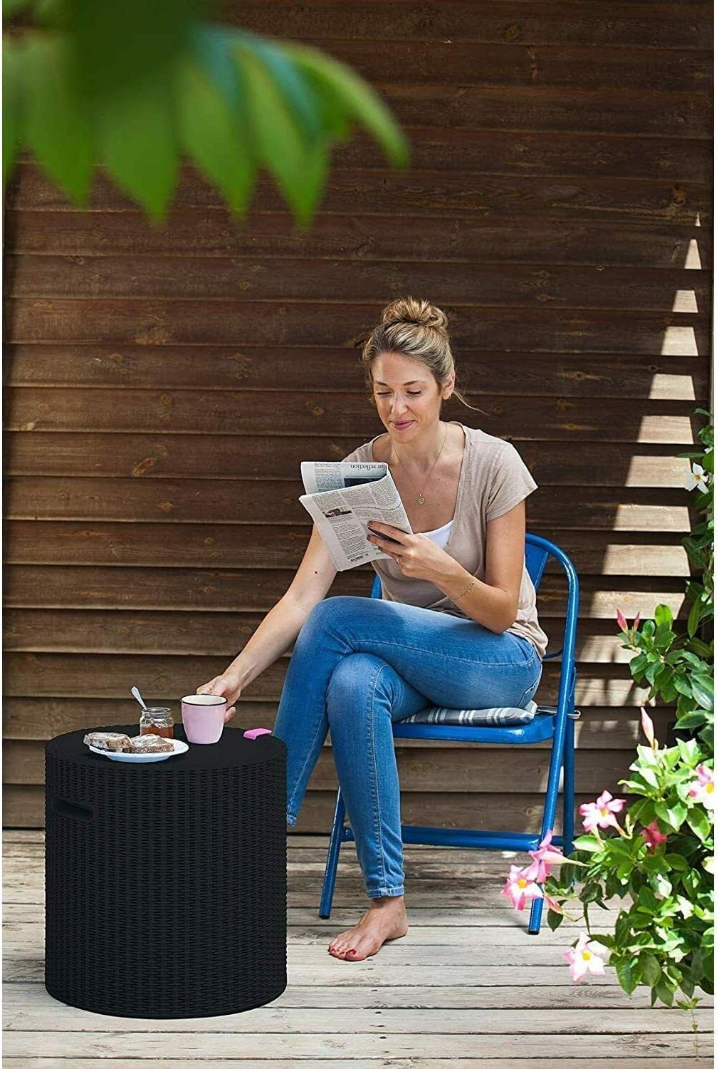 Keter, Cool Stool Garden Cooler Table, Brown, Capacity 39 Litres