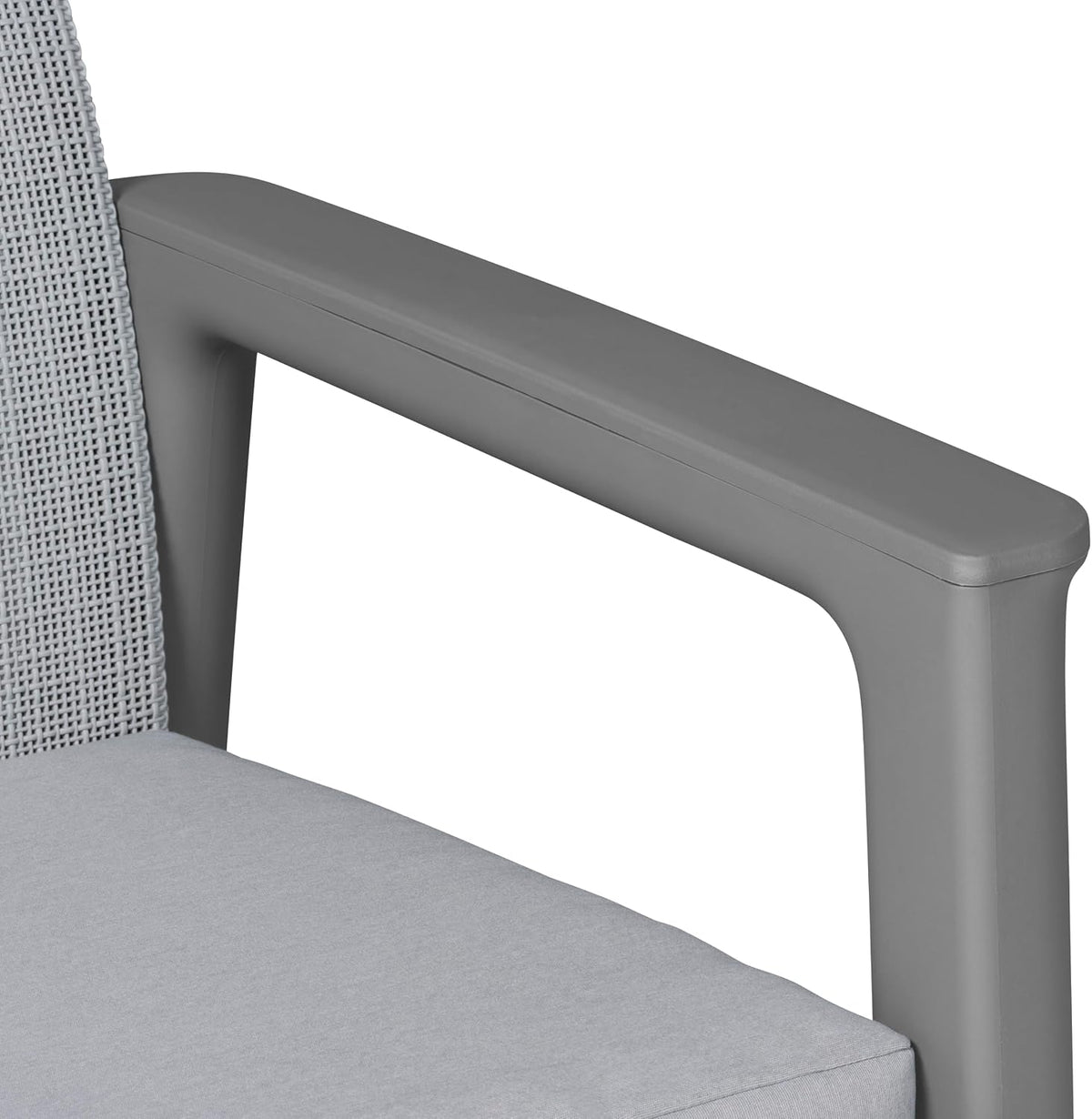 Keter Scandi Linea Balcony Furniture Set - Grey | Outdoor Armchairs & Storage Coffee Table | Weather-Resistant Patio Furniture