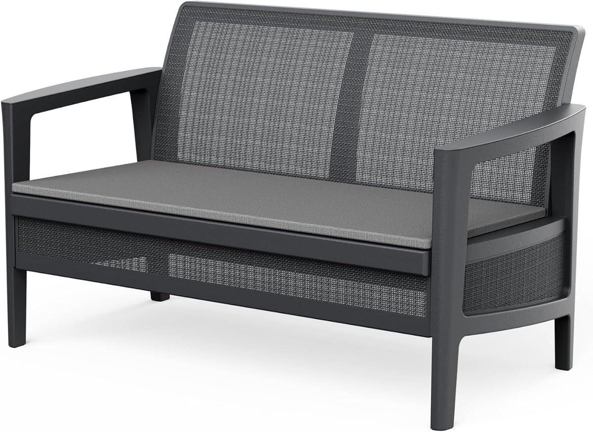 Keter Atlas Linea 4-Seater Outdoor Lounge Set – Graphite | Modern Weatherproof Garden Furniture with Easy No-Tool Assembly