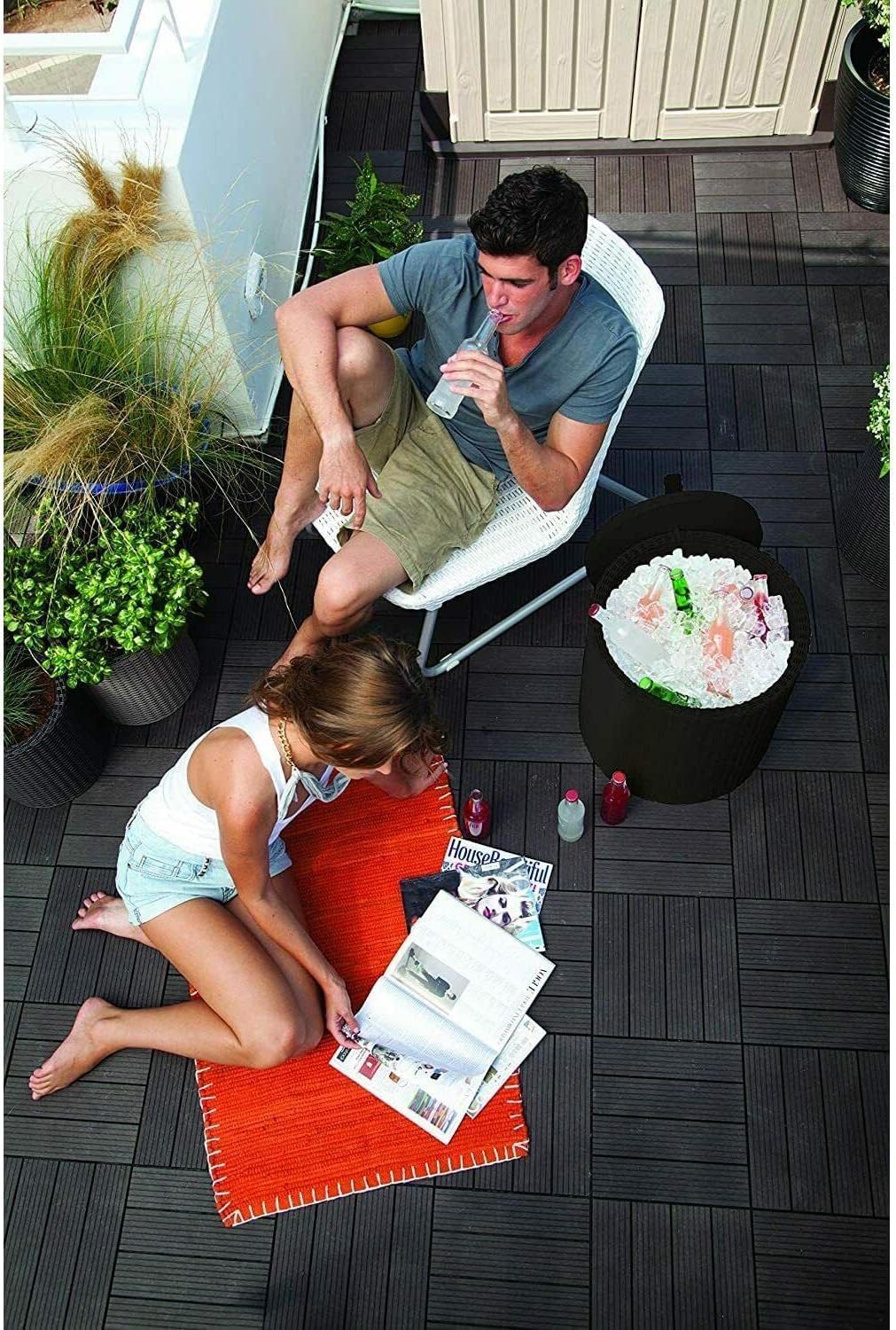 Keter, Cool Stool Garden Cooler Table, Brown, Capacity 39 Litres