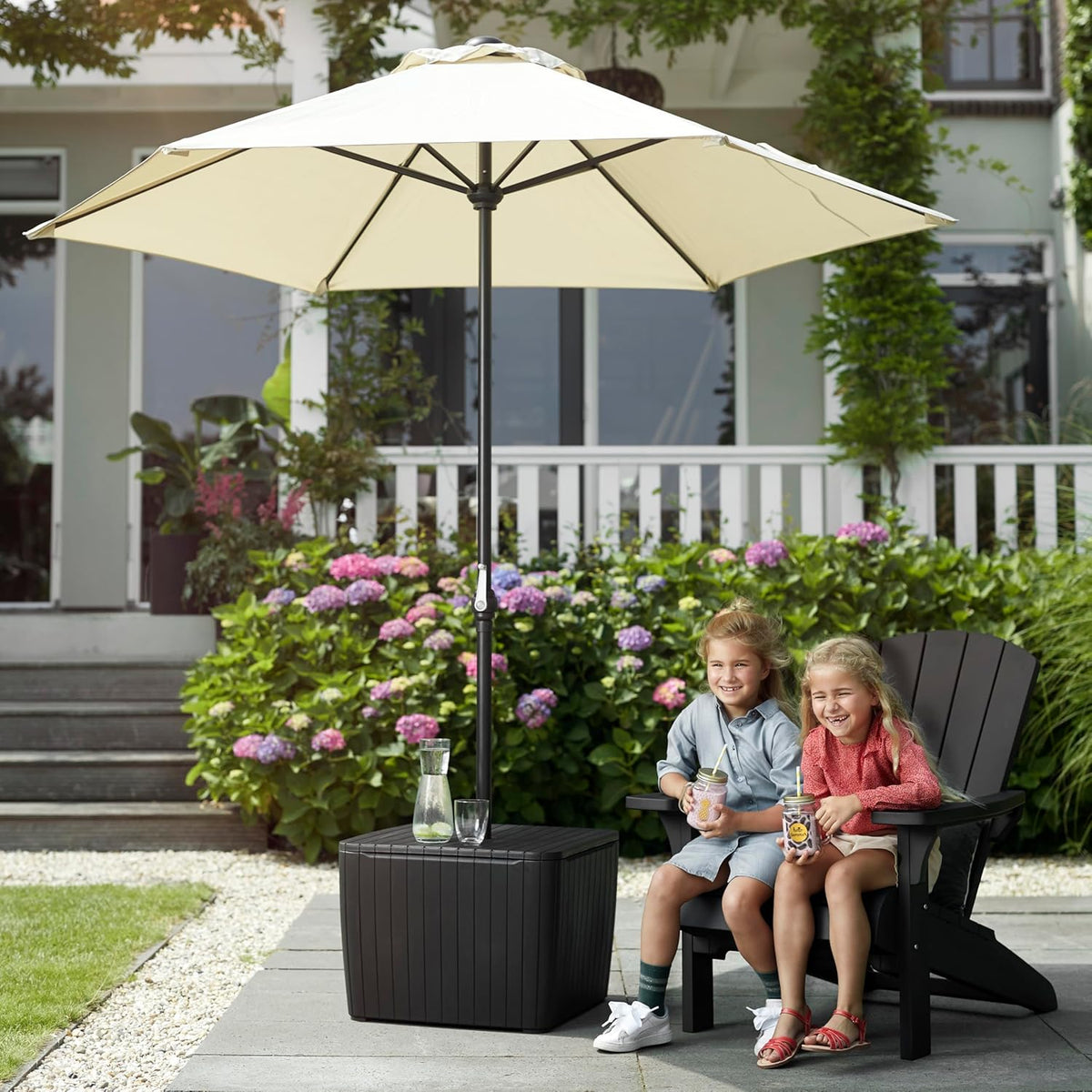 Keter Troy Adirondack Garden Chair – Graphite | Outdoor Wood-Effect Chair | Weatherproof, Durable & Maintenance-Free | Comfortable Deep Seat | Lightweight, Easy Assembly | 160kg Load Capacity