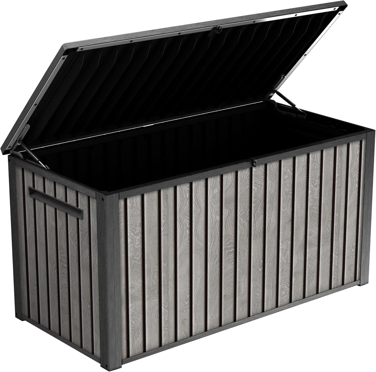 Keter Signature 643L Outdoor Storage Box – Venetian Grey | Weather‑Resistant, UV‑Protected, Lockable Storage Box | 350 kg Lid Capacity to Seat Two Adults | Piston‑Assisted Opening