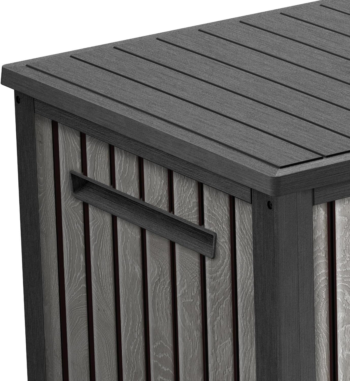 Keter Signature 643L Outdoor Storage Box – Venetian Grey | Weather‑Resistant, UV‑Protected, Lockable Storage Box | 350 kg Lid Capacity to Seat Two Adults | Piston‑Assisted Opening
