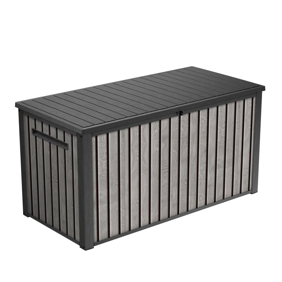 Keter Signature 643L Outdoor Storage Box – Venetian Grey | Weather‑Resistant, UV‑Protected, Lockable Storage Box | 350 kg Lid Capacity to Seat Two Adults | Piston‑Assisted Opening
