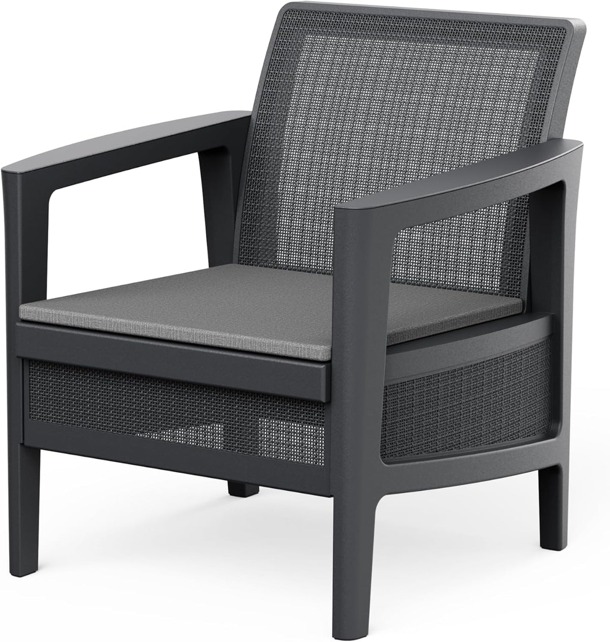 Keter Atlas Linea 4-Seater Outdoor Lounge Set – Graphite | Modern Weatherproof Garden Furniture with Easy No-Tool Assembly