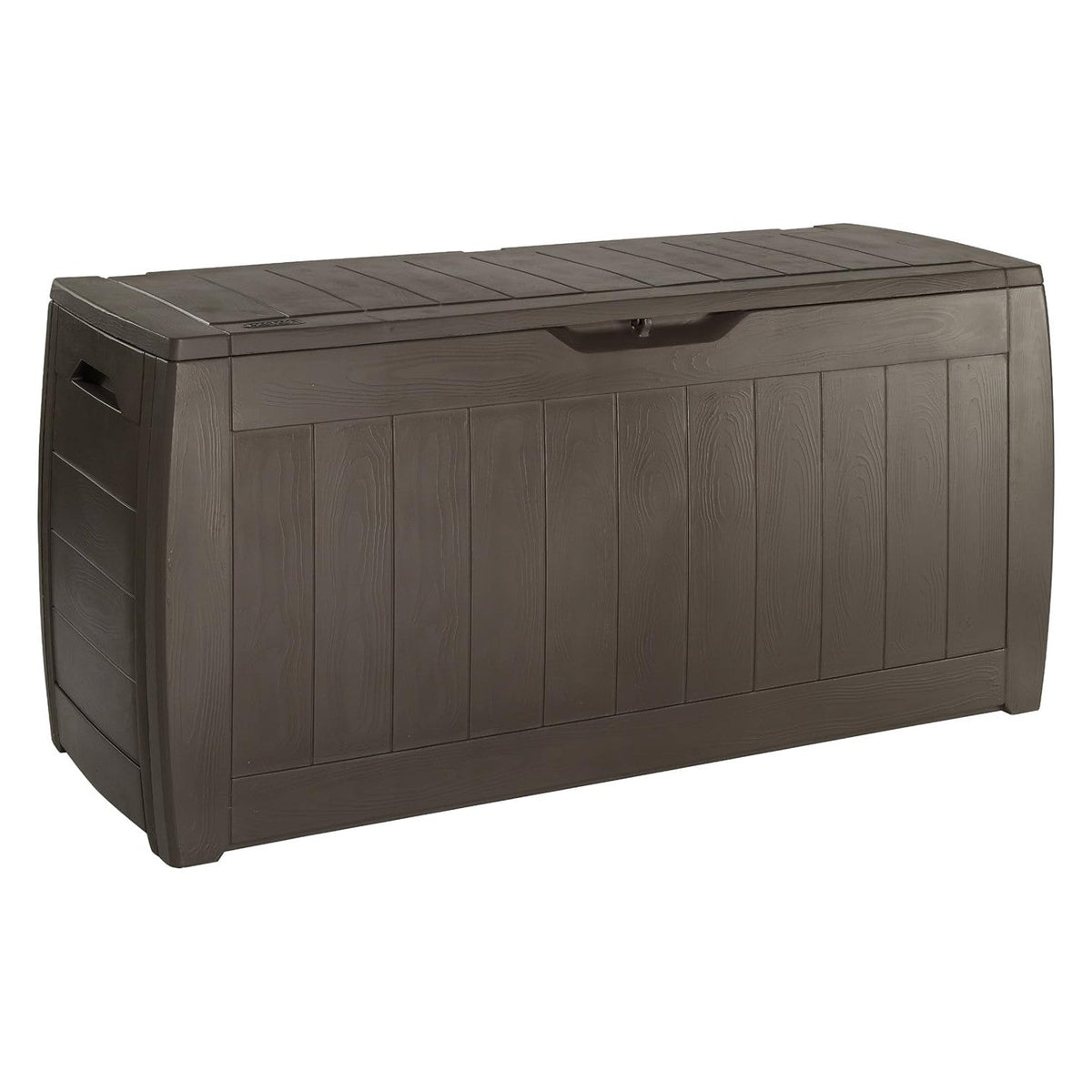 Keter 223949 270L Keter Garden Storage Deck Box Hollywood Outdoor Plastic Wood Design Sturdy Weatherproof Brown