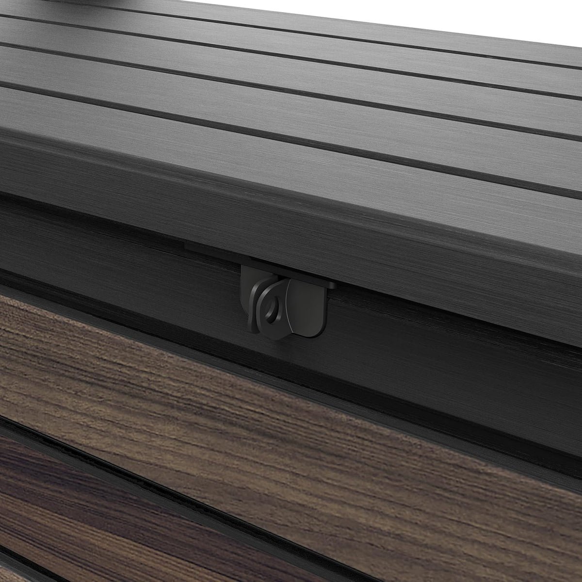Keter Signature Outdoor Storage Bench 227L | Seats 2 Adults | DecoCoat Wood-Look Resin | Waterproof & Ventilated | All-Weather UV Resistant | Garden, Patio & Deck Storage