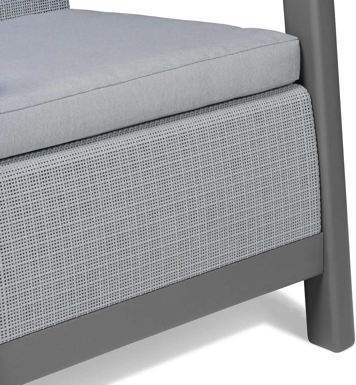 Keter Scandi Linea Balcony Furniture Set - Grey | Outdoor Armchairs & Storage Coffee Table | Weather-Resistant Patio Furniture