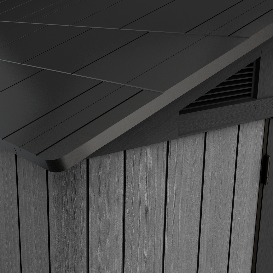 Keter Stronghold 8x6 ft. Resin Outdoor Storage Shed, Gray Wood-Look